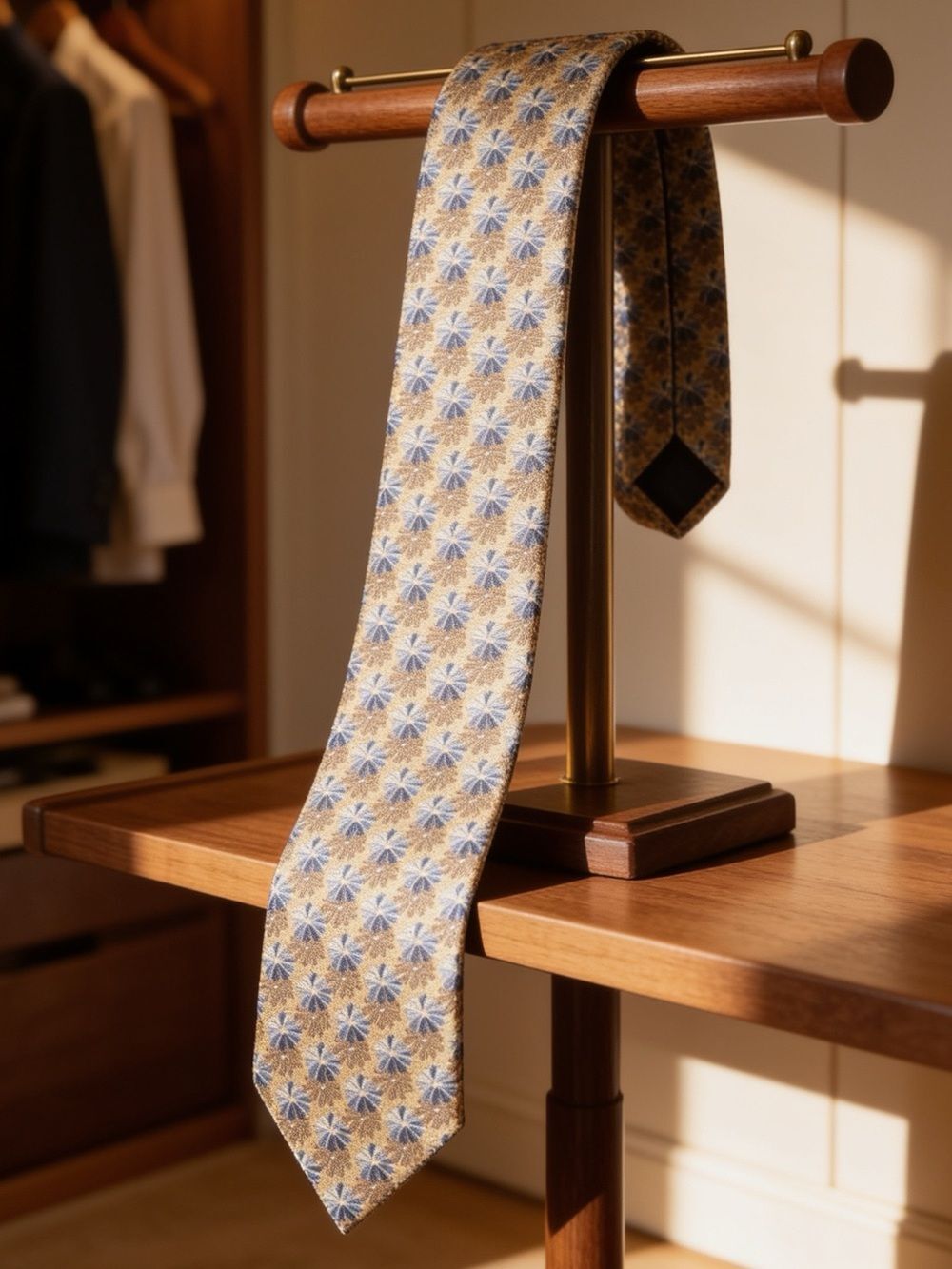 ERMENEGILDO ZEGNA MENS SILK TIE GOLD GRAY